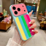 Dopamine Rainbow Stripe Jelly Case for iPhone
