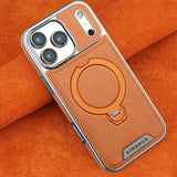 Magnetic Rotat Bracket Leather Case For iPhone