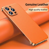 Luxury Plating Genuine Cowhide Leather Case for iPhone