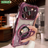 Glitter Plating Magnetic Stand Holder Case For iPhone