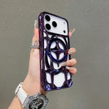 Magnetic Solid Color Plating Hollow Case For iPhone