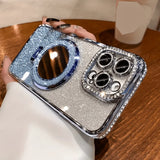 Glitter Diamond Mirror Magnetic Stand Case for iPhone