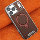 Magnetic Rotat Bracket Leather Case For iPhone