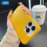 Luxury Glossy Crocodile Leather Texture Frameless Case For iPhone