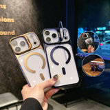 Ultra Thin Magnetic Borderless Camera Bracket Case for iPhone