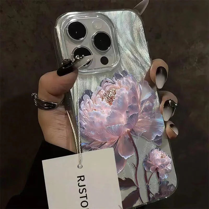 Pink Peony Lotus Print Phone Case for IPhone