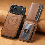 Leather Card Holder Stand Frame Case For iPhone
