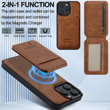 2 In 1 Detachable Pocket Magnetic Leather Case For iPhone