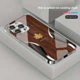 Gold Maple Leaf Wood Grain Case For iPhone
