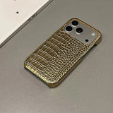 Luxury Glossy Crocodile Leather Texture Frameless Case For iPhone