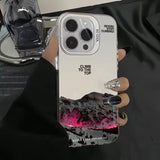 Snow Mountain Landscape Electroplate Silver Case For iPhone