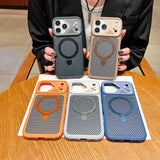 Plating Carbon Fiber Pattern Bracket For Magsafe Magnetic Case For iPhone