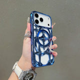 Magnetic Solid Color Plating Hollow Case For iPhone