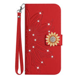 3D Glitter  Sunflower Leather Wallet Flip Case for iPhone