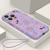 Luxury Flower Buds Lanyard Case For iPhone