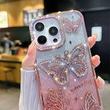 Rhinestone Butterfly Glitter Case For iPhone