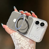 Magnetic 360° Holder Frosted Shockproof Case For iPhone