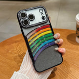 Plating Glitter Diamond Rainbow Quicksand Case For iPhone