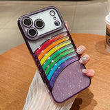 Plating Glitter Diamond Rainbow Quicksand Case For iPhone