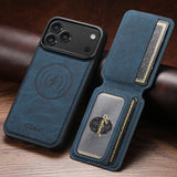 Magnet Card Holder Stand Leather Case For iPhone