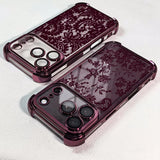 Luxury Burgundy Lace Electroplated Case for iPhone