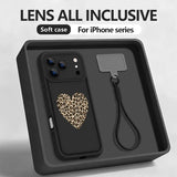 Leopard Hearts Print Lanyard Case For iPhone