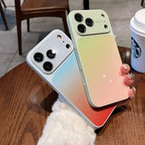 Gradient Glitter Tempered Glass Camera Protection Case For iPhone