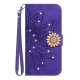 3D Glitter  Sunflower Leather Wallet Flip Case for iPhone