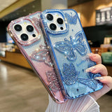Rhinestone Butterfly Glitter Case For iPhone