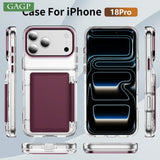 Dual Card Slot Wallet Transparent Bracket Case for iPhone