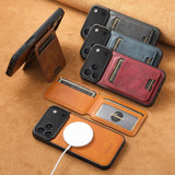 Leather Card Holder Stand Frame Case For iPhone
