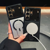 Matte Protector Stand Magnetic Case for Samsung