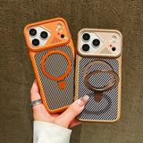 Plating Carbon Fiber Pattern Bracket For Magsafe Magnetic Case For iPhone