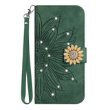 3D Glitter  Sunflower Leather Wallet Flip Case for iPhone