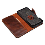 Luxury oil-waxed cowhide wallet-style leather case for iPhone