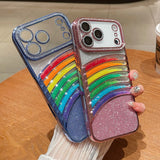 Plating Glitter Diamond Rainbow Quicksand Case For iPhone