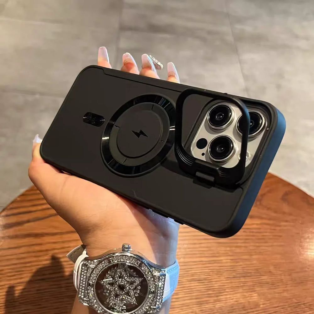 Magnetic lens ring holder,frosted shockproof case for iPhone