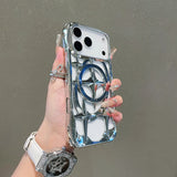 Magnetic Solid Color Plating Hollow Case For iPhone