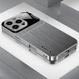 Business Minimalist Pattern Silver-plated Glass Case for iPhone
