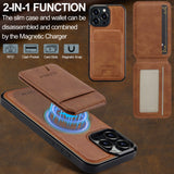 2 In 1 Detachable Pocket Magnetic Leather Case For iPhone