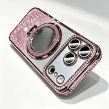 Glitter Diamond Mirror Magnetic Stand Case for iPhone