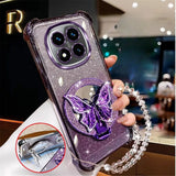 Crystal Bracelet Glitter Butterfly Mirror Stand Case For Samsung