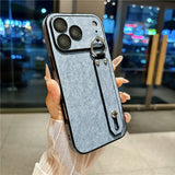 Wrinkle Leather Strap Shockproof Case For iPhone