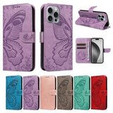 Leather Printed Butterfly Wallet Flip Case For iPhone