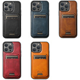 Magnetic Card Slot Leather Wallet Cases For iPhone