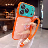 Luxury Lanyard Hit Contrast Color Glossy Case for iPhone