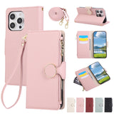 Crossbody Zipper Cards Solt Leather Wallet Case For iPhone