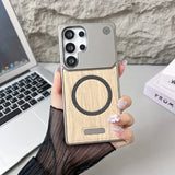 Wood Grain Frameless Leather Case For Samsung