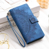 Embossing Leather Flip Wallet Case For Samsung