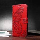 Leather Printed Butterfly Wallet Flip Case For iPhone
